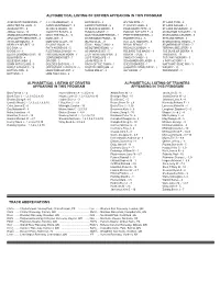 Alphabetical Listing of Entries Appearing in This Program