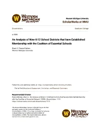 An Analysis of Nine K-12 School Districts That Have Established Membership with the Coalition of Essential Schools