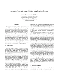 Automatic Panoramic Image Stitching Using Invariant Features