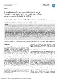 Discreditation of the Pyroxenoid Mineral Name ‘Marshallsussmanite’ with a Reinstatement of the Name Schizolite, Nacamnsi3o8(OH)