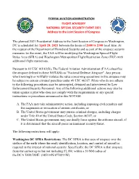 FLIGHT ADVISORY NATIONAL SPECIAL SECURITY EVENT 2021 Address to the Joint Session of Congress