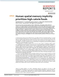 Human Spatial Memory Implicitly Prioritizes High-Calorie Foods