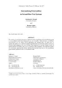 Internalizing Externalities in Second-Best Tax Systems*