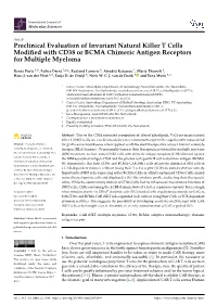 Preclinical Evaluation of Invariant Natural Killer T Cells Modified With