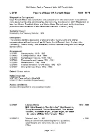 U DFM Papers of Major OA Forsyth-Major 1609 - 1971