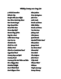 Whiskey County 2021 Song List