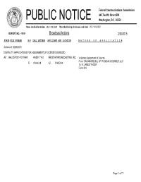 Broadcast Actions 2/26/2015