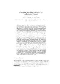 Checking Nuprl Proofs in ACL2: a Progress Report