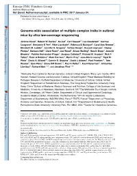 Genome-Wide Association of Multiple Complex Traits in Outbred Mice by Ultra Low-Coverage Sequencing