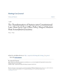 How Early Post Office Policy Shaped Modern First Amendment Doctrine