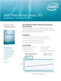 Intel® Math Kernel Library 10.1 for Windows*, Linux*, and Mac OS* X