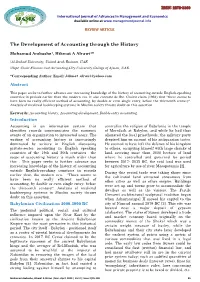 The Development of Accounting Through the History