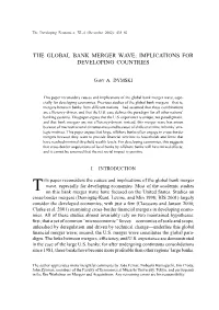 The Global Bank Merger Wave: Implications for Developing Countries