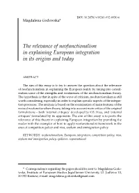 The Relevance of Neofunctionalism in Explaining European Integration in Its Origins and Today