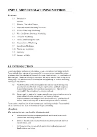 UNIT 5 MODERN MACHINING METHOD Method