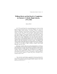 William Davis and the Road to Completion in Ontario's Catholic