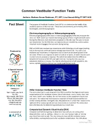 Common Vestibular Function Tests
