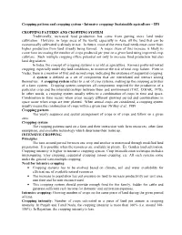 Intensive Cropping- Sustainable Agriculture – IFS CROPPING PATTERN and CROPPING SYSTEM