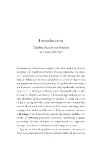 Introduction Thinking Fascism and Populism in Terms of the Past