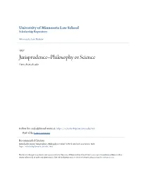 Jurisprudence--Philosophy Or Science Henry Rottschaefer