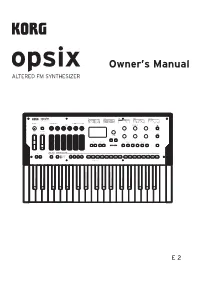 Opsix Owner's Manual