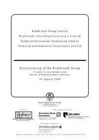 Restructuring of the Rembrandt Group Circular to Shareholders and Notices of Annual General Meetings 30 August 2000