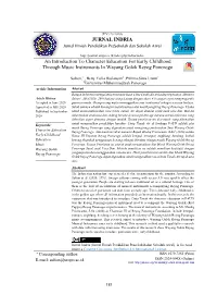 JURNAL INDRIA an Introduction to Character Education for Early