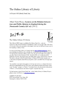 Lectures on the Relation Between Law and Public Opinion in England During the Nineteenth Century (LF Ed.) [1917]