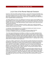 Livy's View of the Roman National Character