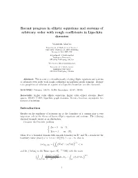Recent Progress in Elliptic Equations and Systems of Arbitrary Order with Rough Coeﬃcients in Lipschitz Domains