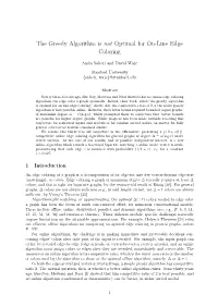 The Greedy Algorithm Is Not Optimal for On-Line Edge Coloring