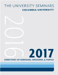 20162017 Directory of Seminars, Speakers, & Topics Table of Contents