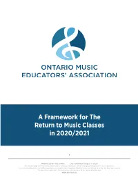 A Framework for the Return to Music Classes in 2020/2021