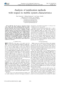 Analysis of Notification Methods with Respect to Mobile System Characteristics