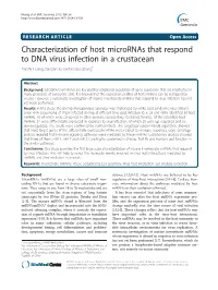 Characterization of Host Micrornas That Respond to DNA Virus Infection in a Crustacean Tianzhi Huang, Dandan Xu and Xiaobo Zhang*