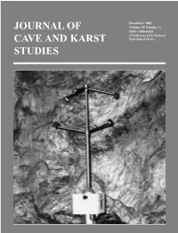 Journal of Cave and Karst Studies Editor Louise D
