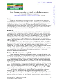 Low-Frequency Noise: a Biophysical Phenomenon M