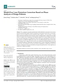 Model-Free Lens Distortion Correction Based on Phase Analysis of Fringe-Patterns