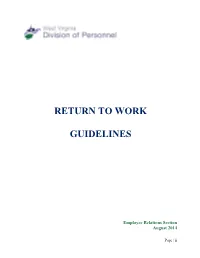 Return to Work Guidelines