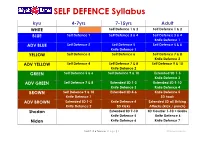 SELF DEFENCE Syllabus