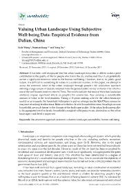 Article Valuing Urban Landscape Using Subjective Well-Being Data: Empirical Evidence from Dalian, China