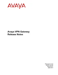 Avaya VPN Gateway Release Notes