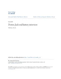 Dexter, Jack Oral History Interview Nicholas Christie