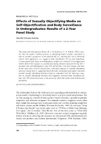 Effects of Sexually Objectifying Media on Self-Objectification and Body