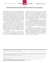Fatal and Nonfatal Injuries Within Construction Occupations