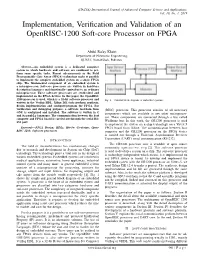 Implementation, Verification and Validation of an Openrisc-1200