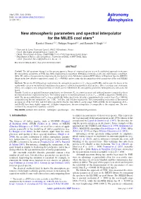 New Atmospheric Parameters and Spectral Interpolator for the MILES Cool Stars Kaushal Sharma1,2,3, Philippe Prugniel1,2, and Harinder P
