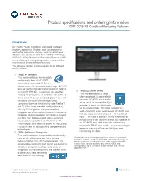 Product Specifications and Ordering Information CMS 2019 R2 Condition Monitoring Software