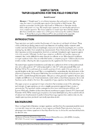 Simple Taper: Taper Equations for the Field Forester