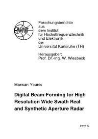 Digital Beam-Forming for High Resolution Wide Swath Real and Synthetic Aperture Radar